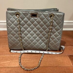 Silver Quilted Shoulder Bag